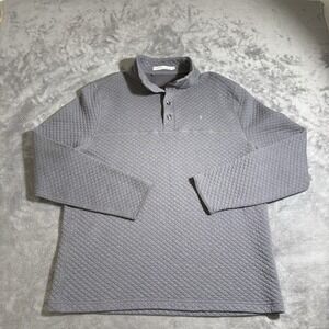 Criquet Quilted Pullover Sweater Mens XL Grey Henley Long Sleeve Outdoor